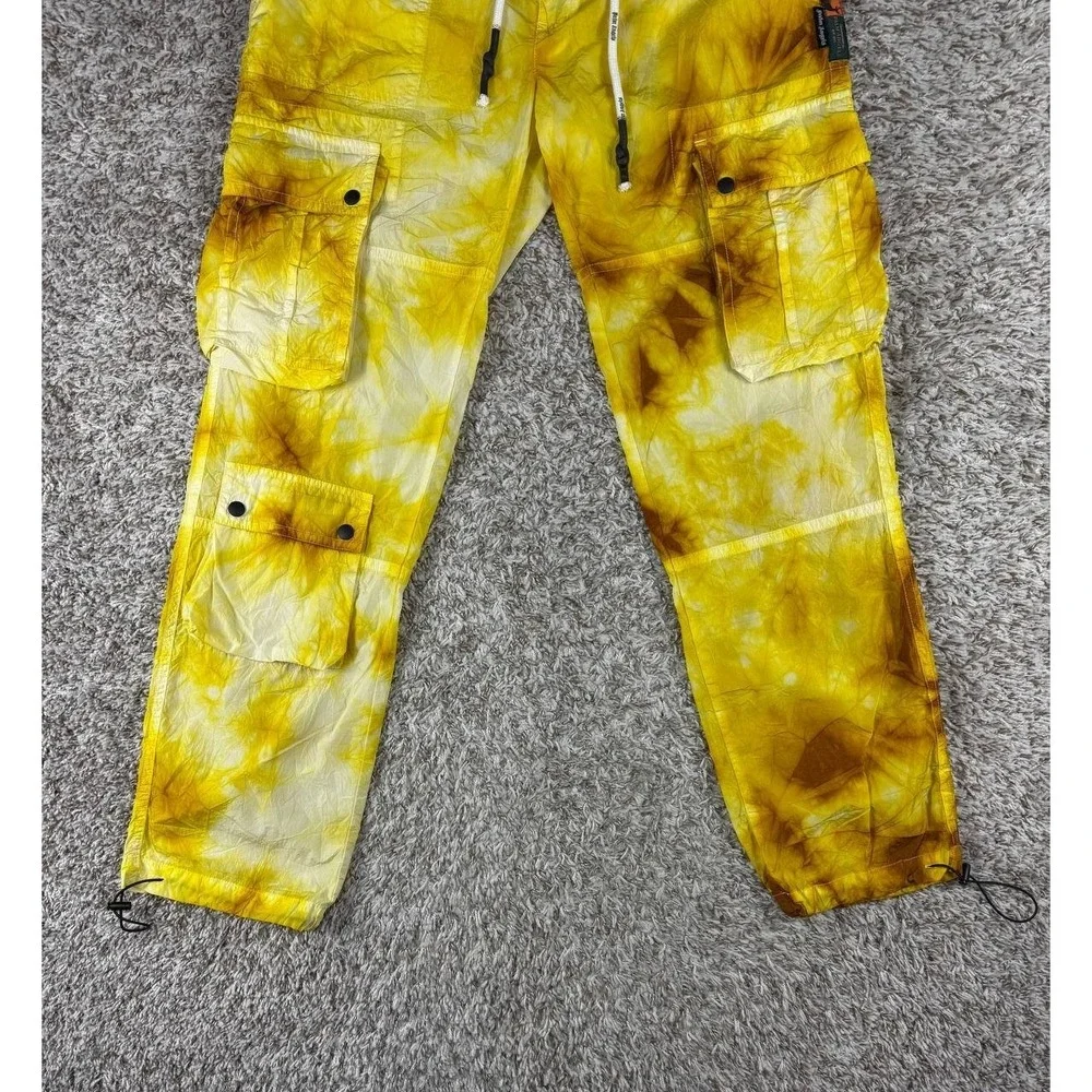 Palm Angels Tie-Dye Shell Cargo Pants Yellow Men's Size 46